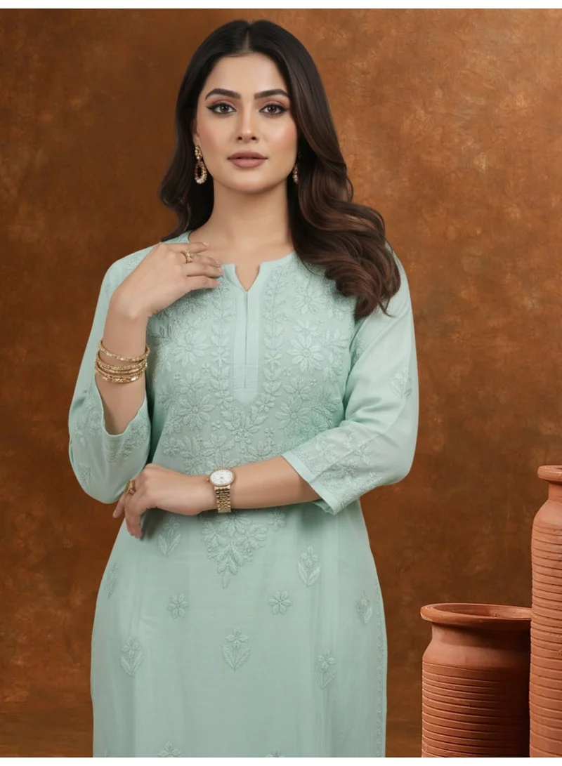 الايا مجموعة كورتا موسلين شيكانكاري المطرزة يدويًا للسيدات-AL4104KS